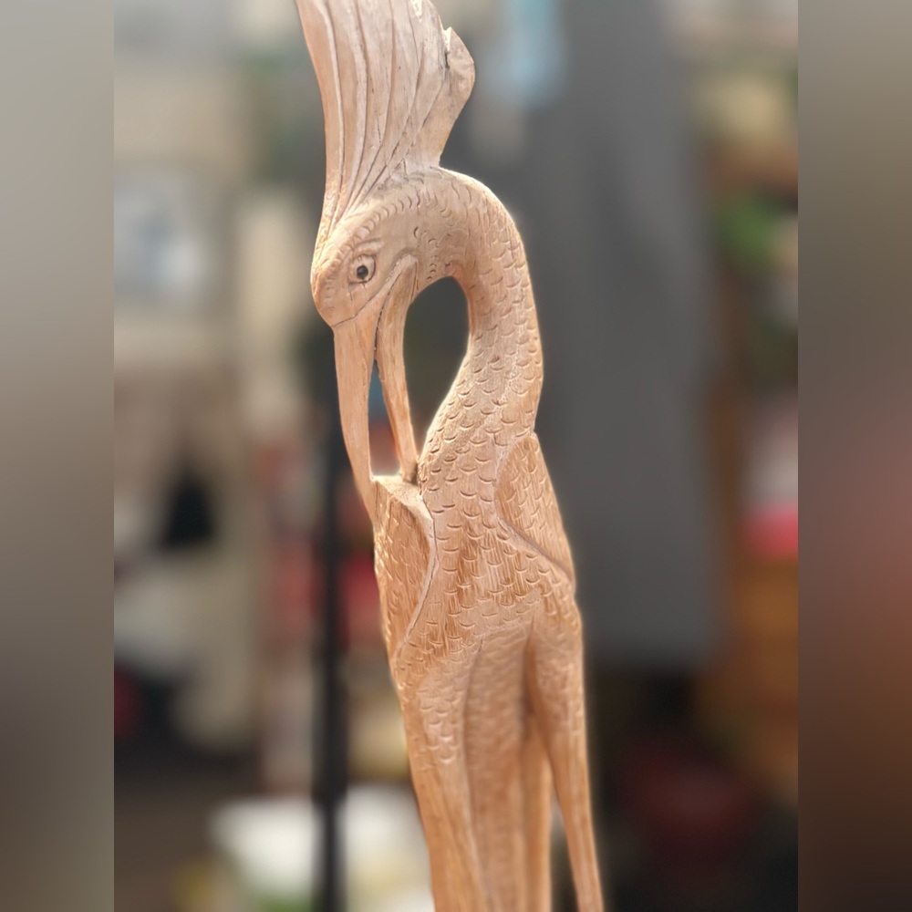 1930s Art Deco Organic Root Wood Root Hand Carved Heron Folk Art Statue 11in - Picture 5 of 13